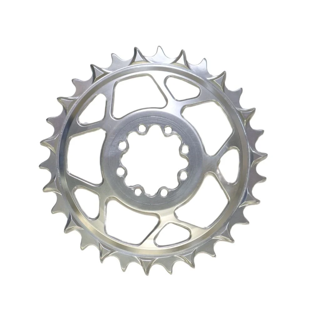 5DEV Chainring - T-Type SRAM 8-Bolt Chainring - 3mm Offset - 30T - Raw Silver/Clear - Image 2