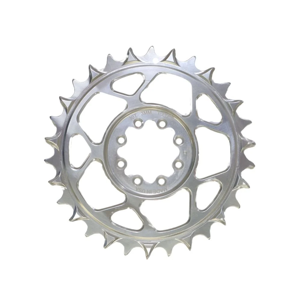5DEV Chainring - T-Type SRAM 8-Bolt Chainring - 3mm Offset - 34T - Raw Silver/Clear