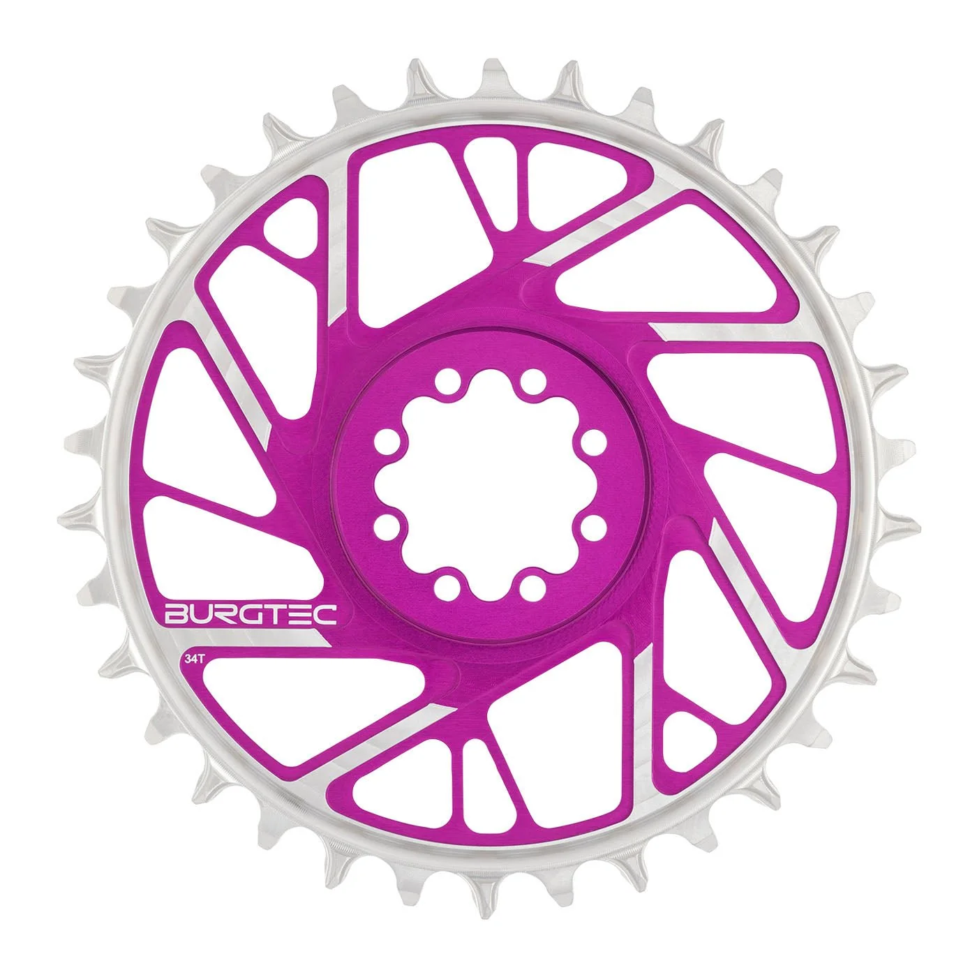 Burgtec Chainring - 34t - 3mm Offset - 8 Bolt - Purple