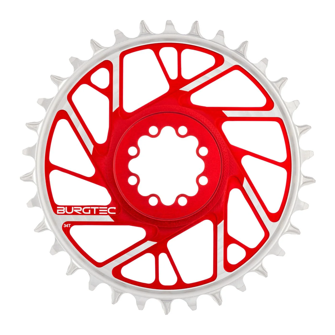 Burgtec Chainring - 34t - 3mm Offset - 8 Bolt - Red