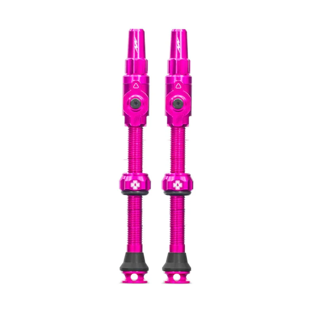 Muc-Off Big Bore Lite Tubeless Valve Stems - 75mm Length - Pair - Pink