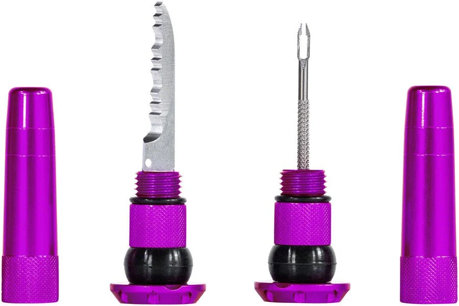 Muc-Off Stealth Tubeless Puncture Plugs Tire Repair Kit - Bar-End Mount - Purple - Pair - Image 2