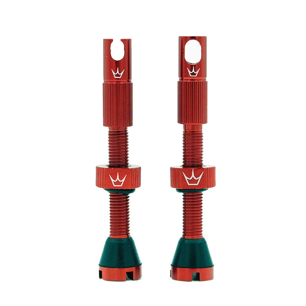 Peatys Alloy Presta Valve Stem Pair - 42mm - Red