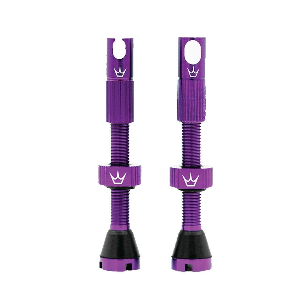 Peatys Alloy Presta Valve Stem Pair - 42mm - Violet
