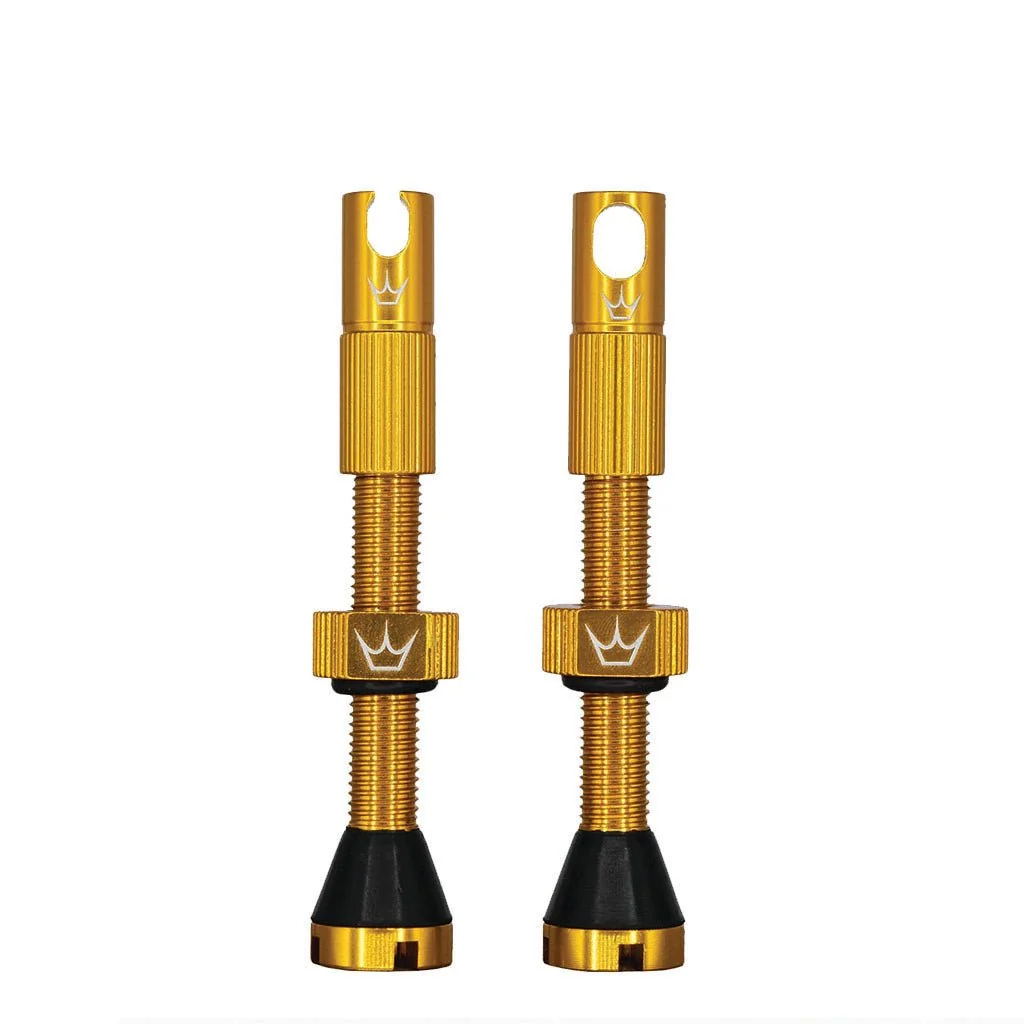 Peatys Alloy Presta Valve Stem Pair - 60mm - Gold