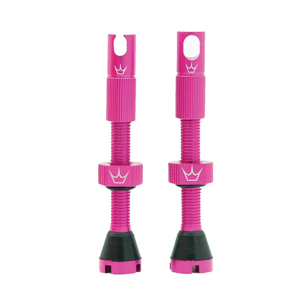 Peatys Alloy Presta Valve Stem Pair - 60mm - Punch Pink