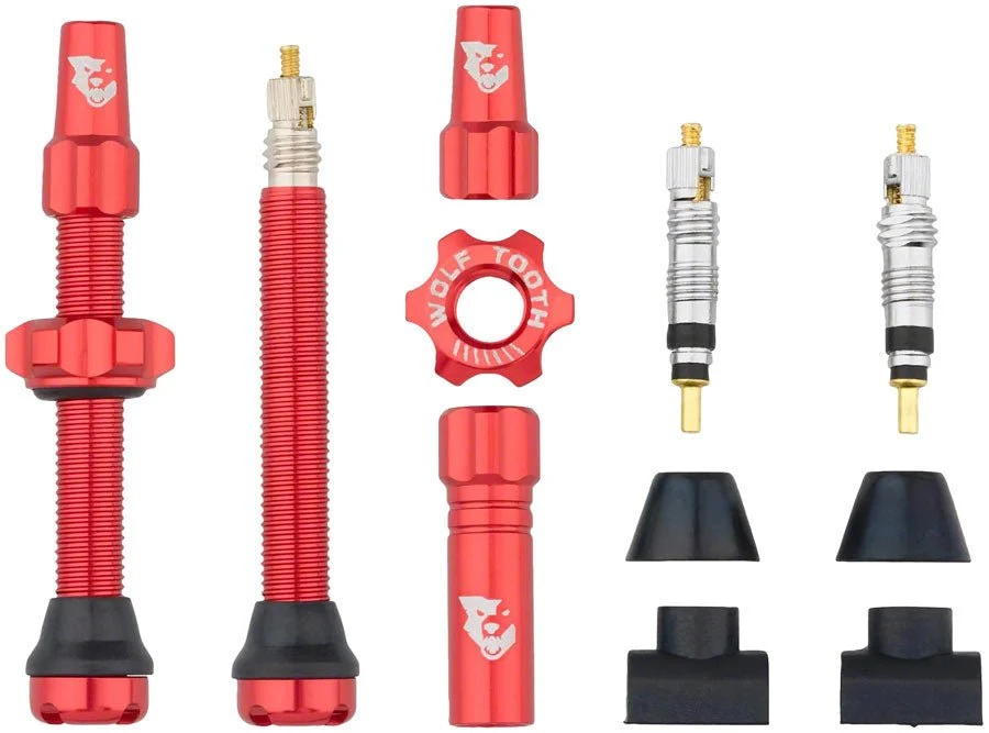 Wolf Tooth Tubeless Valve Stem Kit - 44mm Length - Red